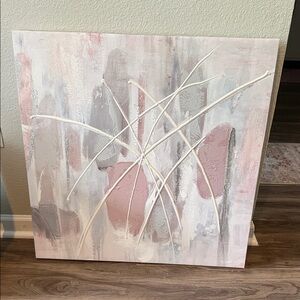Abstract Pink & Gray Textured Canvas Wall Art